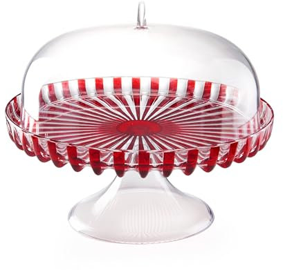 Guzzini - DOLCEVITA Stand à Gâteau avec Cloche - Rouge, Ø 31xh27 cm - 12580065