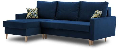 Mebligo Ecksofa ETNA PRO mit Bettaksen (Kronos 09, Holzbein)