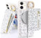 SailorTech iPhone 12 Mini Phone Leather Case with Credit Card Holder Magsafe, iPhone 12 Mini Case Ring Stand with Kickstand Card Slots Wallet Detachable 2-in-1 Zipper Case - White Leopard