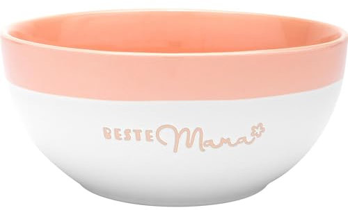 GRUSS & CO Cuenco con diseño Beste Mama | Cuenco de gres esmaltado, con Garvur y frase, 60 cl, rosa, desayuno y cereales, regalo para el Día de la Madre | 48948