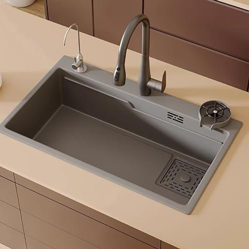 Fregadero de Cocina de un Solo Tazón de Acero inoxidable, Grifos Cocina Fregadero, Fregadero Bajo Encimera de Granja, Grifo Cocina Extraible (Size : 72x45cm/28.3x17.7in)