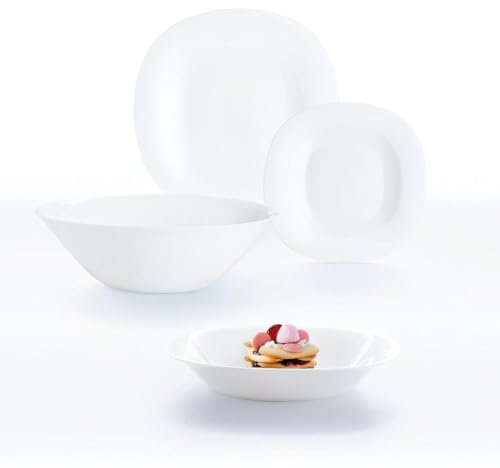 Luminarc Carine Blanco Vajilla Opal 19 Piezas - 6 Personas Opal Apto Microondas Apto Frigorífico Apilable