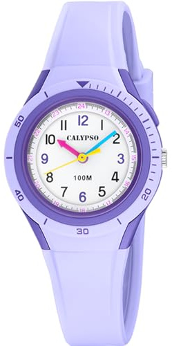 Calypso Kinderuhr Junge und Mädchen Analog aus Kautschuk Lila | Quarzuhr, Widerstandsfähiges Glas, Wasserdicht 10 ATM, K5856/3, My First Watch