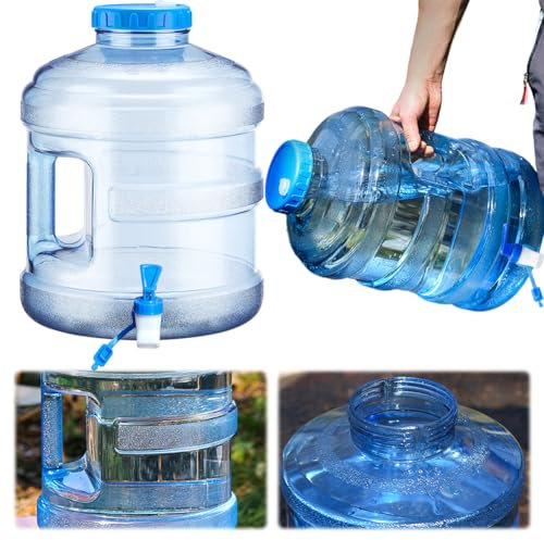 Starnearby Bidon d'eau avec Robinet 6L-18L, Réservoir d'eau Potable, Jerrican Alimentaire Camping, Conteneur d'eau sans BPA avec Brosse pour Camping, Randonnée, Barbecue, Pêche (11.3L Bleu)