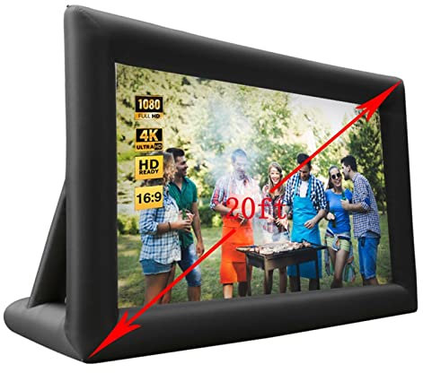 Portable Projector Screen, 14FT 16FT 20FT Inflatable Movie Screen Outdoor Projector Movies Screen With Carrying Bag For Home Theater Camping Events for Cinema School, Churches, Parties(20ft set)