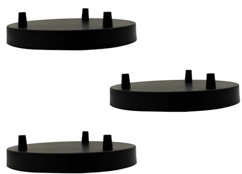 LEDSone Multi Outlet Brass 3 Point Ceiling Rose Multiple Drop for Ceiling or Pendant Ceiling Light | Industrial Lighting Vintage Decor (Black 3 Pack)