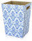 Whemyreat Chinoiserie Papelera de madera auténtica, estilo porcelana azul y blanca, para oficina, baño, sala de estar, dormitorio y más, no requiere montaje