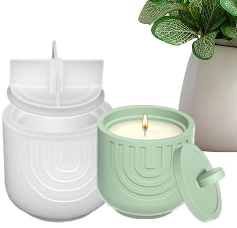 Moule de pot de fleur en silicone, moule de pot de bougie en silicone | Moule de jardinière succulente avec couvercle,Moule de Pot de fleur, moule de tasse de Pot de bougie, moule de bougeoir, moule d