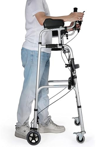 LoJax Senioren Aufrecht Rollator Mit Sitz Und 4 Rädern,Heavy Duty Folding Rollator Walker Mit Armlehnen Und Bremsen,Disabled Walking Aid