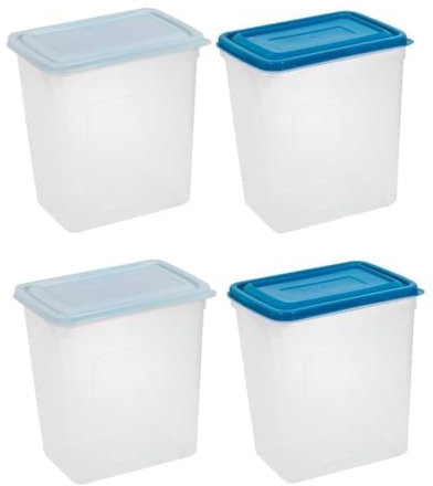 YöL Pack Of 4 Tall Large Cereal Containers Storage 6L Dry Pasta Cereal Pet Food Storage Tub & Lid