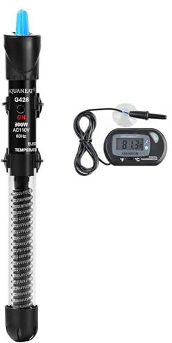 AQUANEAT Calentador de acuario, calentador de tanque de peces de 300 W, termostato sumergible ajustable con termómetro digital