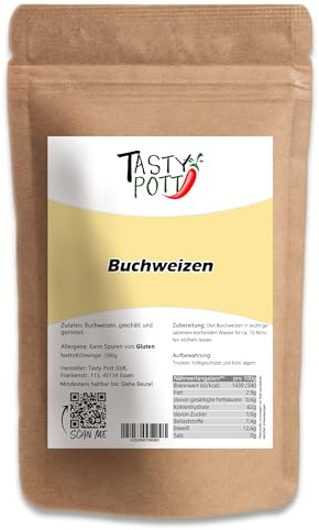 Tasty Pott Buchweizen ganze Körner | Vielseitig verwendbar | Vegane Ernährung | für Brot und Eintopf | Im Beutel 1000g