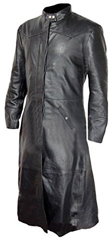 Men’s Black Leather Trench Coat – Full-Length Gothic Steampunk Matrix Handmade Duster Long Coat (UK, Alpha, 5XL, Regular, Regular, Black)