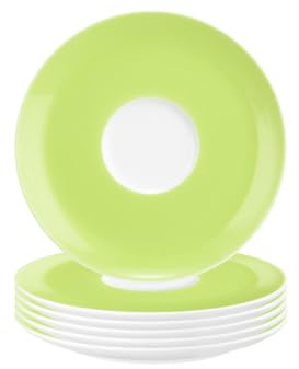 Seltmann Weiden Liberty Pure Colors Lime Green Kombiuntertasse 6er Set, 16 cm, Runde Unterteller mit farbigem Rand, Mix-&-Match-Geschirr, Spülmaschinen- und Mikrowellenfest, Porzellan, Grün
