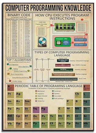 Baibexing Computer Programmierung Wissen Poster Ingenieur Computer Poster Wissen Retro Leinwand Malerei Computer Programmierer 50X70Cm Kein Rahmen