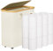 Yorbay 30L Toilettenpapier Aufbewahrung Korb mit Deckel, Faltbarer Klopapier Aufbewahrung für 12-16 Rollen Klopapier, Bambus Toilet Paper Organizer für Badezimmer, Enge Räume, Beige