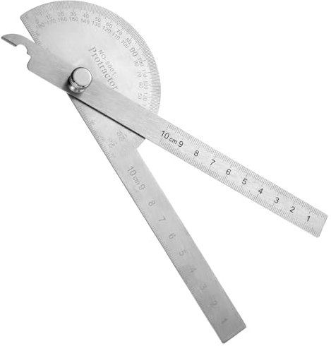 YUXIANLB 1 pz goniometro angolo Finder Righello In Acciaio Inox Cercatore Regolabile Testa Rotonda Scala di Precisione Macchinista Lavorazione Del Legno Strumenti di Misura 180 Gradi per Ingegneria