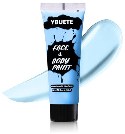 YBUETE Light Blue Face Body Paint, Professional Paint for Halloween Cosplay Costume Party, Full-coverage Multi-Color Cream Makeup Blendable Body Painting for Adults Halloween Cosplay SFX Makeup Paint