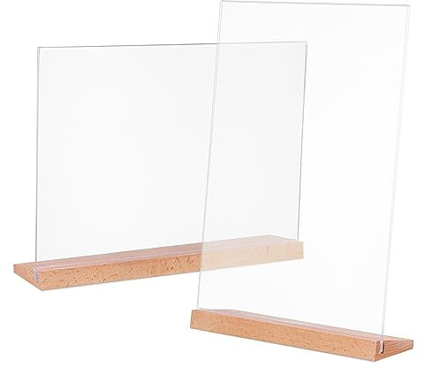 Vaguelly 2 Stück Tischkarten-anzeigetafel Aus Acryl Für Prospekthalter Displayständer Aus Acryl Tischpreisschilder Etikettenhalter Transparenter Schildhalter Preishalter Menü Steht Hölzern