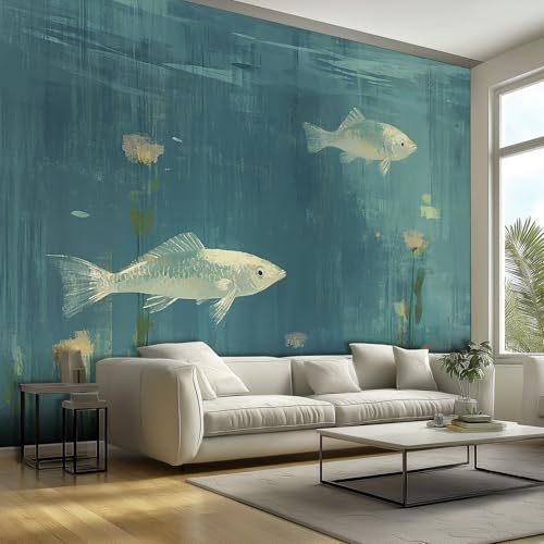 Generisch Tapete 3D Fototapete Fische, 150x105 Vliestapete Wandbild Fototapeten, Vlies Tapeten Unterwasserwelt Aquarien, Wandtapete Schlafzimmer, Wohnzimmer, TV Hintergrund Wanddeko