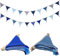 2 Stück Wimpelkette Kinderzimmer, Musselin Baumwolle Stoff Wimpelkette mit Quasten, 2.6m Wetterfest Wimpelkettes Outdoor für Girlande Kinderzimmer Deko, Hausbett (Blau)