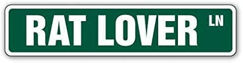 RAT LOVER Street Sign rats mouse trap cage joke| Indoor/Outdoor for Indoor Outdoor Yard Street Signs 16x4 inches