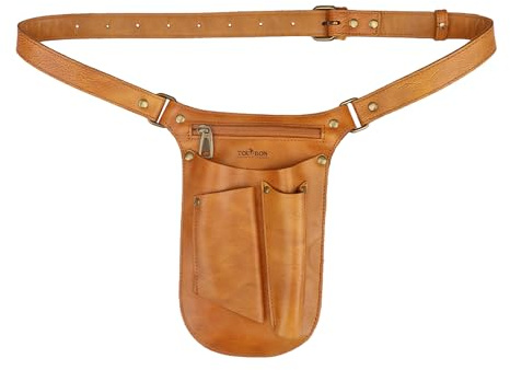 TOURBON Soft Leather Garden Tool Belt for Men Women Gandening Pouch Florist Organizer Gardener Bag