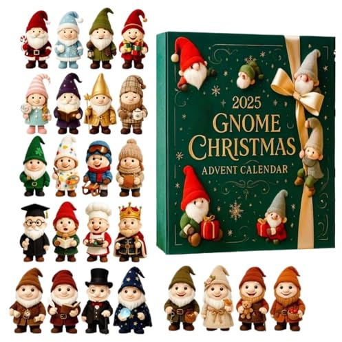 Wichtel Adventskalender 2025, 24 Tage Countdown Kalender Mit 2D Acryl Wichtel Ornamente, Für Männer Frauen Jugendliche Ehemann