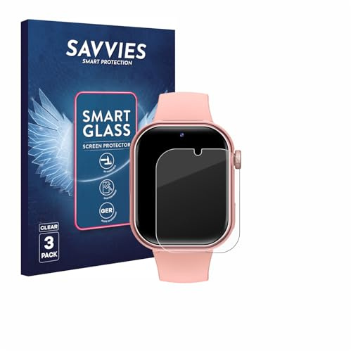 Savvies Schutzglas für Naixues Kids Smartwatch GPS | 3 Stück Transparenter Displayschutz Made in Germany Panzer Schutz Glas 9H Schutzfolie HD Klar Blasenfrei Einfache Montage