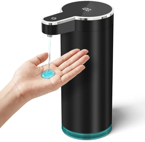 Joolivo Automatic Soap Dispenser Liquid, Touchless Black Soap Dispenser Wall-Mounted, Stainless Steel, USB-C Rechargeable, 4 Adjustable Levels, IPX5 Waterproof for Bathroom and Kitchen