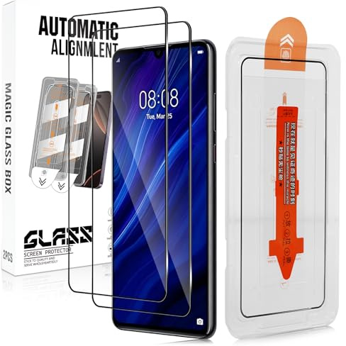 LiiLaa für Huawei P30 für Panzerglas mit Auto-Installation | HD klar, Full Screen, 9H Schutzfolie, Stoßfest, Kratzfest, Anti-Fingerabdruck, Blasenfrei, Kompatibel mit Hülle, 2 Stück
