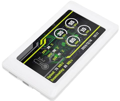 Sxhlseller Display Secondario USB C FHD 854x480 da 5 Pollici |Monitor LCD per GPU CPU Temp Memoria Frequenza Fotogrammi Dati (WHITE)