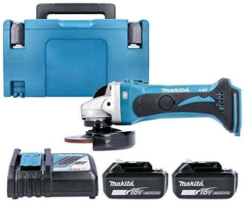Makita DGA452Z 18v 115mm Angle Grinder + 2 x 5Ah Batteries,Charger, Case & Inlay