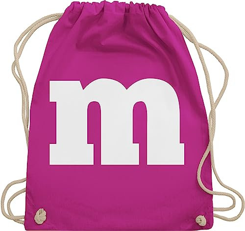 Shirtracer Turnbeutel Rucksack - & Fasching - Taschen - M Aufdruck Karneval I M&M Schokolinse I MM Fastnacht I Fasnacht I Fasnet - Unisize - Fuchsia - wurftaschen karnevalsbeutel faschings m& beutel