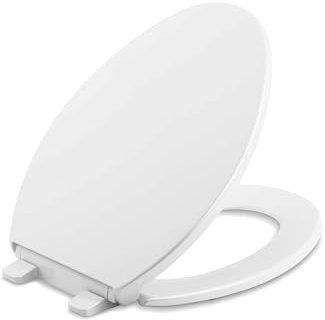 Kohler 20110-0 Brevia Elongated Toilet Seat with Grip-Tight Bumpers, Quiet Close, Attach Hardware, Quick-Release Hinges, White
