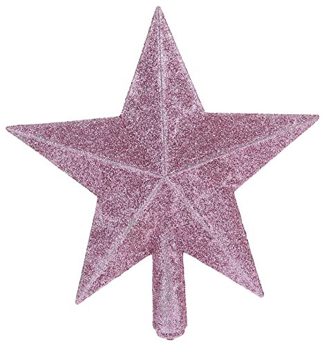 Amosfun 20 cm Weihnachtsbaumspitze Glitzer Stern Baumspitze Baumspitze Christbaumschmuck Dekoration für Urlaub Party Gastgeschenke Rosa, Plastik, Rose, 15 cm