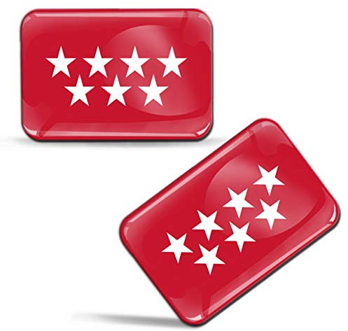Biomar Labs® 2 x Aufkleber 3D Gel Silikon Stickers Spanien Flagge Gemeinschaft Madrid Spanisch Fahne Flag Auto Motorrad Fahrrad Fenster Tür PC Tablet Laptop F 84