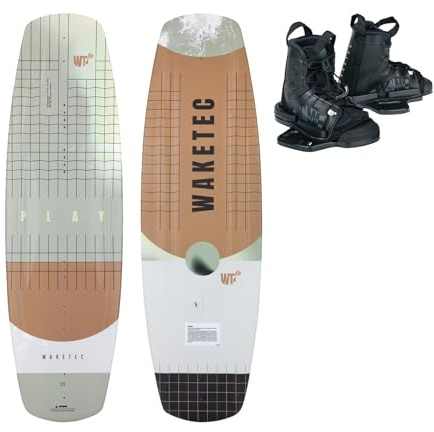 WAKETEC Wakeboard-Set Play mit Moto Bindung, Package für Anfänger und Fortgeschrittene, 134 cm 139 cm, leicht zu Fahren, Körpergewicht 40-85 kg, Kinder Erwachsene Einsteiger