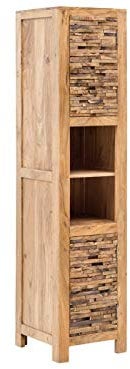 Woodkings® Hochschrank Holz Akazie Badhochschrank Matay rustikal massiv Badmöbel Badezimmer Badezimmerhochschrank Badschrank Wandschrank Massivholz
