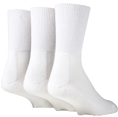 3 Pairs IOMI SockShop Extra Wide BAMBOO Diabetic Socks/Swollen (White, 9-11 UK 43-45 EU)