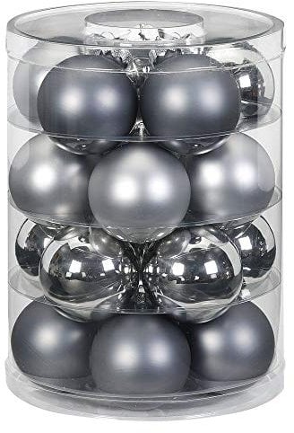 MAGIC Weihnachtskugeln Glas 6cm 20 STK. Christbaumkugeln Farbe: Hazy Grey - grau