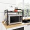 Mocosy Grille pour Four Micro-Ondes,Tablette Extensible et réglable en Hauteur,Tablette de comptoir de Cuisine à 1 Niveau avec 3 Crochets,Acier au Carbone, capacité de Poids de 55 LB,Noir