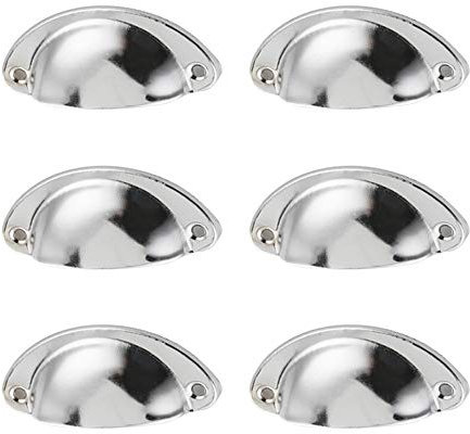 6 PCS Poignées Coquilles Vieux Fer pour Meuble Tiroir,Fer Incurvé Bouton de Porte de Placard Rétro Pour Armoire avec Vis de Fixation (Argent)