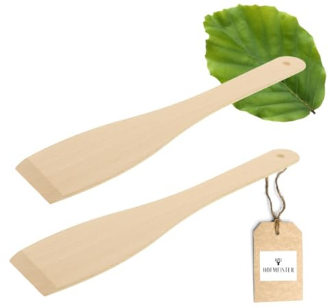 2x HOFMEISTER® Pfannenwender, 30 cm, antibakteriell, hitzebeständig & plastikfrei, keine Kratzer in beschichteten Pfannen, kein Plastik im Essen, 100% Naturprodukt, Buchen-Holz