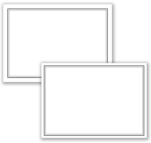 100 x Set Trauereinzelkarten DIN A6 + Trauerumschläge DIN C6 - Mit schwarzem Trauer-Doppelrahmen - 10,5 x 14,8 cm - bedruckbar - Kondolenz Set für Danksagung Trauer