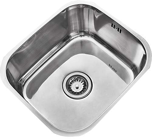 Kitchen Sink Single Bowl Stainless Steel with Reversible Drainer + Waste, Square Undermount Drop-in Installation (Style 2)