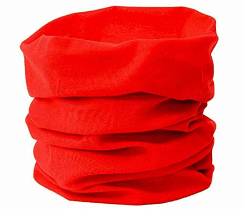 Unisex Nahtlose multifunktionale Kopfbedeckung Bandana Schal - Elastic Tube Magic Stirnband Gamasche Sturmhaube Snood Gesichtsmaske UV Residence (rot)