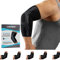 KINETIC EVOLUTION Ellenbogenbandage für Damen und Herren – Elastische Kompressionsbandage, rutschfester Halt, atmungsaktiv, ideal für Sport, Fitness, Tennis, Golf, Alltag. (XL, Grau)