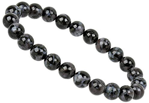 ELEDORO PowerBead Damen-Armband Stretch aus Edelstein Perlen 8 mm Indigo Gabbro AAA-Grade