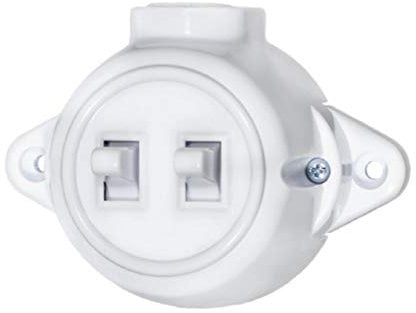 Interruptor de serie retro vintage, color blanco, redondo, IP20, 10 A